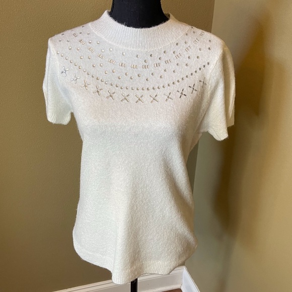 White House Black Market Tops - WHBM women’s short sleeve top  SIZE Medium. Bling